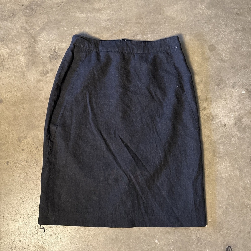 Vintage Chadwicks Womens 4 Black Lightweight Linen Pencil Straight Skirt Knee